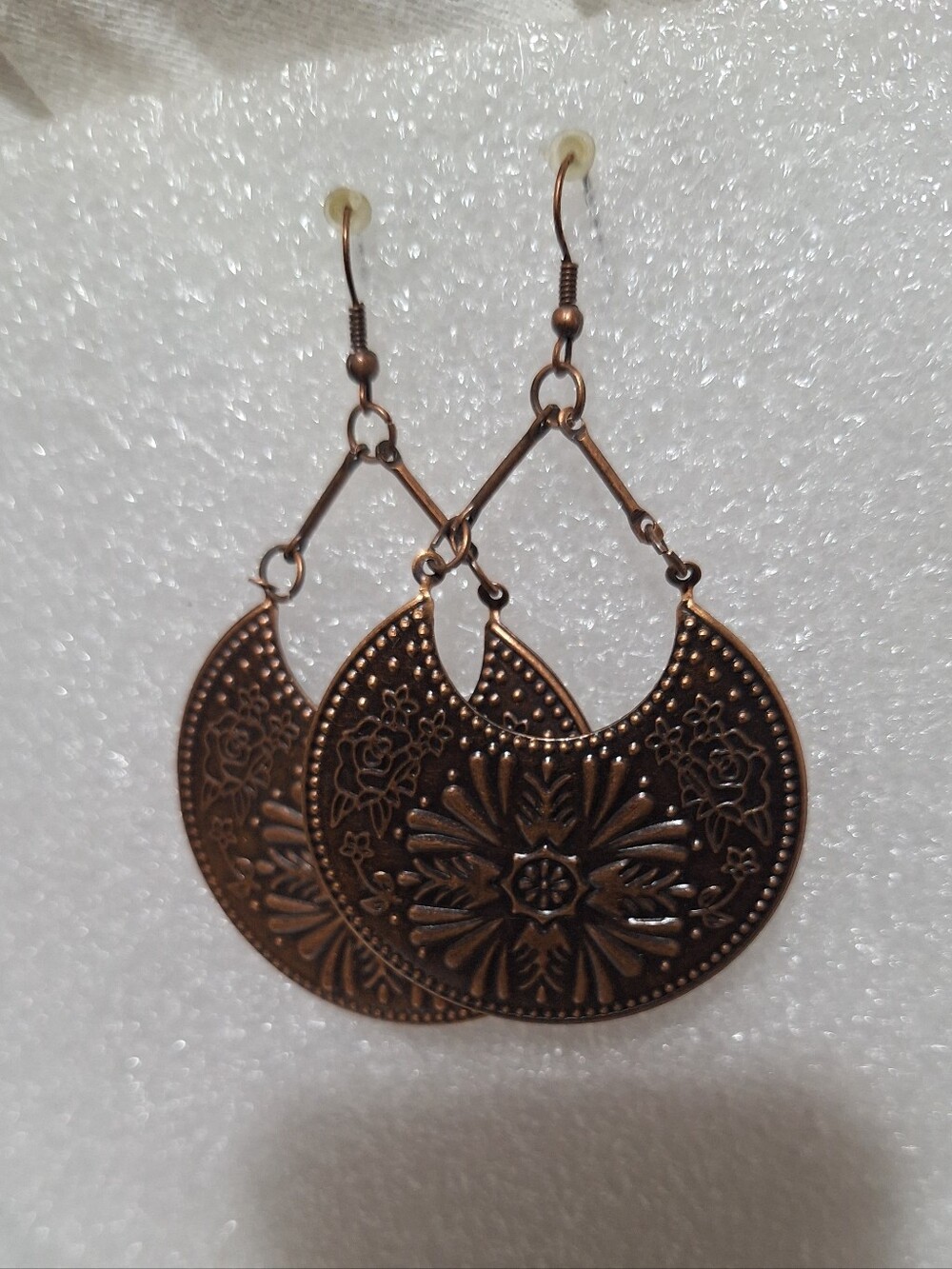 Copper-Tone Floral Filigree Dangle Earrings